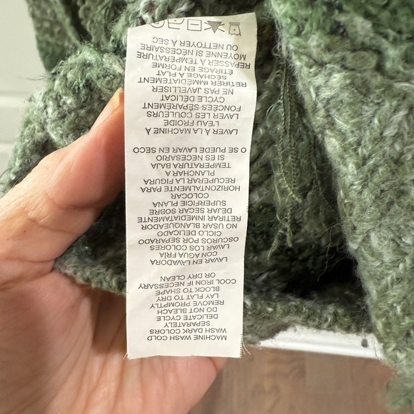 Kensie Boho Green Oversized Fringe Sweater Cozy Relaxed Striped Cabincore - Picture 5 of 9